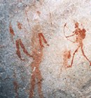 Ancient Africa bushmen painting with bow