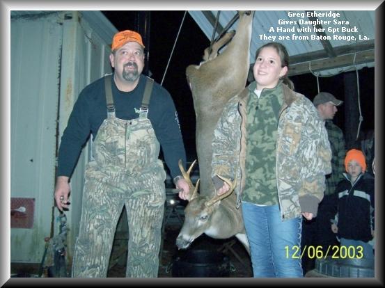 Greg Etheridge and daughter Sara with Sara's 6pt. Buck